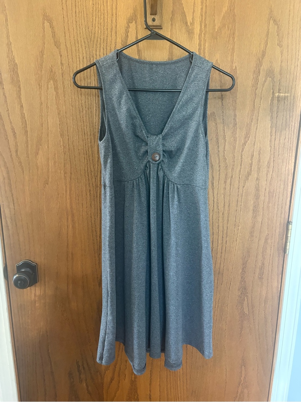 SHEIN Metallic Gray Sleeveless V-Neck Knit Dress with Button Accent